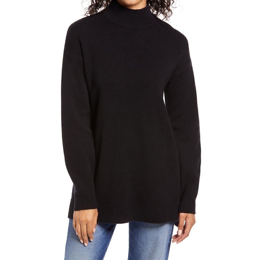 NWT Halogen Size XXS Wool and Cashmere Turtleneck Sweater Black MSRP $179